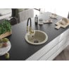 Mexen Diego granite kitchen sink 1-bowl with Aster kitchen faucet, beige - 6512-69-73450-57-B