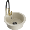 Mexen Diego 1-bowl granite kitchen sink with Aster faucet, beige - 6512-69-73450-57-B