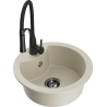 Mexen Diego 1-bowl granite sink with Aster kitchen faucet, beige - 6512-69-73450-70-B