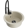 Mexen Diego 1-compartment granite sink with a kitchen mixer tap Aster, Beige - 6512-69-73450-70-B