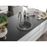 Mexen Diego 1-bowl granite sink with Aster kitchen tap, grey - 6512-71-73450-07