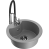 Mexen Diego 1-bowl granite sink with Aster kitchen tap, grey - 6512-71-73450-07-B
