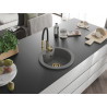 Mexen Diego 1-bowl granite sink with Aster kitchen faucet, gray - 6512-71-73450-57-G