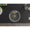 Mexen Diego 1-bowl granite sink with Aster kitchen faucet, gray - 6512-71-73450-57-G