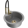 Mexen Diego 1-bowl granite sink with Aster kitchen faucet, gray - 6512-71-73450-57-G