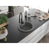 Mexen Diego granite single-bowl kitchen sink with Aster faucet, gray - 6512-71-73450-70-B