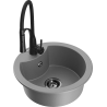 Mexen Diego 1-Bowl Granite Sink with Aster Kitchen Faucet, Gray - 6512-71-73450-70-B