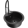 Mexen Diego 1-compartment granite sink with a kitchen mixer tap Aster, Black/Silver metallic - 6512-73-73450-07-B