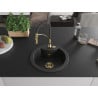 Mexen Diego granite kitchen sink 1-bowl with Aster kitchen faucet, black/silver metallic - 6512-73-73450-57-G