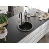 Mexen Diego Granite Sink 1-Bowl with Aster Kitchen Tap, Black/Silver Metallic - 6512-73-73450-57-B