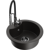Mexen Diego 1-bowl granite sink with Aster kitchen faucet, black/gold metallic - 6512-75-73450-07-B