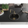 Mexen Diego granit sink 1-bowl with Aster kitchen faucet, black/gold metallic - 6512-75-73450-57-G