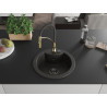 Mexen Diego 1-bowl granite kitchen sink with Aster faucet, black/gold metallic - 6512-75-73450-57-B