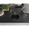 Mexen Diego 1-bowl granite sink with Aster kitchen faucet, black/gold metallic - 6512-75-73450-57-B