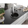 Mexen Diego granite single-bowl sink with kitchen faucet Aster, black/gold metallic - 6512-75-73450-70-B