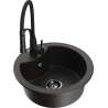 Mexen Diego granite single-bowl sink with kitchen faucet Aster, black/gold metallic - 6512-75-73450-70-B