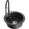 Mexen Diego granite kitchen sink single bowl with Aster faucet, speckled black - 6512-76-73450-07
