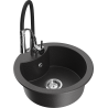Mexen Diego granite kitchen sink single bowl with Aster kitchen faucet, black speckled - 6512-76-73450-07