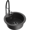 Mexen Diego granite single-bowl sink with Aster kitchen faucet, black speckled - 6512-76-73450-07-B