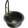 Mexen Diego 1-compartment granite sink with a kitchen mixer tap Aster, spotted black - 6512-76-73450-57-G