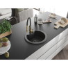 Mexen Diego granite single-bowl sink with Aster kitchen faucet, speckled black - 6512-76-73450-57-B