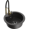 Mexen Diego granite single-bowl sink with Aster kitchen faucet, speckled black - 6512-76-73450-57-B