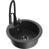 Mexen Diego 1-bowl granite sink with Aster kitchen faucet, black speckled - 6512-76-73450-70-B