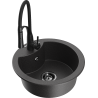 Mexen Diego granite kitchen sink 1-bowl with Aster kitchen faucet, speckled black - 6512-76-73450-70-B