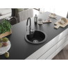 Mexen Diego granite kitchen sink 1-bowl with Aster kitchen faucet, black - 6512-77-73450-07