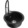 Mexen Diego 1-compartment granite sink with a kitchen mixer tap Aster, Black - 6512-77-73450-07