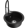 Mexen Diego granite sink 1-bowl with Aster kitchen tap, black - 6512-77-73450-07