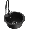 Mexen Diego 1-bowl granite sink with Aster kitchen faucet, black - 6512-77-73450-07-B