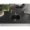 Mexen Diego granite kitchen sink single-bowl with Aster kitchen faucet, black - 6512-77-73450-57-G