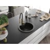 Mexen Diego Granite Sink 1-Bowl with Aster Kitchen Tap, Black - 6512-77-73450-57-B