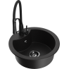 Mexen Diego 1-compartment granite sink with Aster kitchen faucet, black - 6512-77-73450-70-B