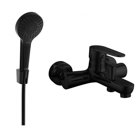 Mexen Kama R05 bathtub mixer tap with shower head, Black - 7253R05-70