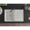 Mexen Bruno granite kitchen sink 1-bowl with drainer and kitchen faucet Aster, white - 6513-20-73450-07