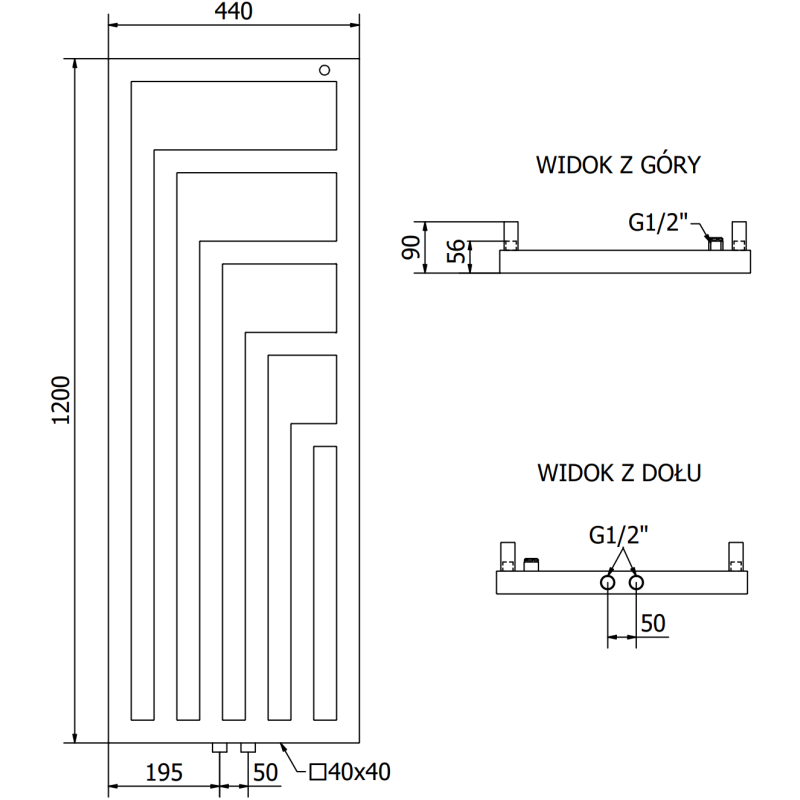 Mexen Alaska decorative radiator 1216 x 440 mm, 542 W, white - W205-1216-440-00-20