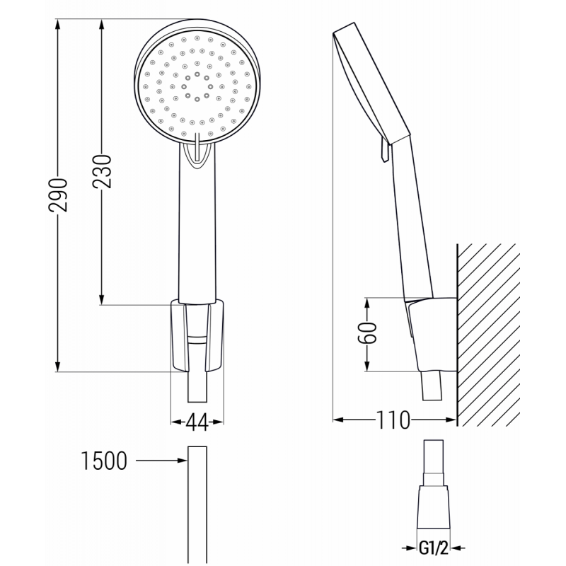 Mexen Kama R75 bathtub faucet with shower set, chrome - 7253R75-00