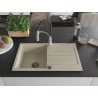 Mexen Bruno 1-bowl granite sink with drainer and Aster kitchen faucet, beige - 6513-69-73450-07-B
