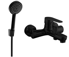 Mexen Kama R75 bath faucet with shower set, black - 7253R75-70
