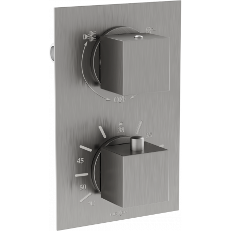 Mexen Cube thermostatic bath-shower mixer with 2 outlets, graphite - 77502-66