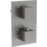 Mexen Cube thermostatic bath-shower mixer 2-outlet, brushed gun gray - 77502-66