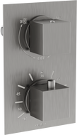 Mexen Cube thermostatic bath-shower mixer 2-outlet, brushed gun gray - 77502-66