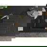 Mexen Bruno 1-bowl granite sink with drainer and Aster kitchen tap, black/gold metallic - 6513-75-73450-57-G