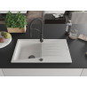 Mexen Cesar 1-Bowl Granite Sink with Drainer and Aster Kitchen Faucet, White - 6514-20-73450-70-B