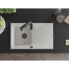 Mexen Cesar 1-Bowl Granite Sink with Drainer and Aster Kitchen Faucet, White - 6514-20-73450-70-B