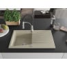 Mexen Cesar single-bowl granite sink with drainer and Aster kitchen tap, beige - 6514-69-73450-07
