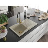 Mexen Cesar 1-bowl Granite Sink with Drainer and Aster Kitchen Faucet, Beige - 6514-69-73450-57-G