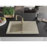 Mexen Cesar granite sink with 1 basin, drainer, and Aster kitchen tap, beige - 6514-69-73450-57-G